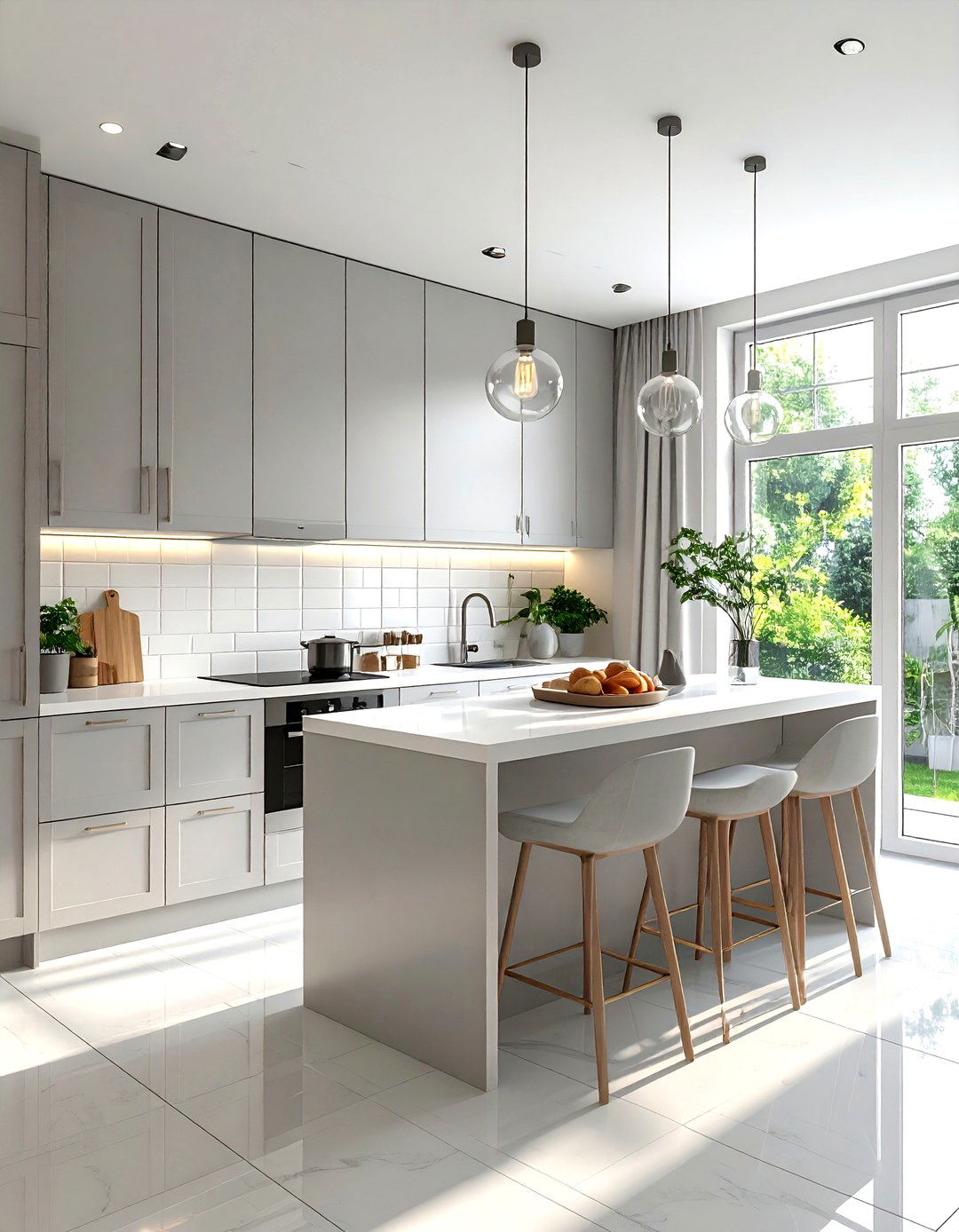 Light gray white small kitchen - 30 gray and white kitchen ideas