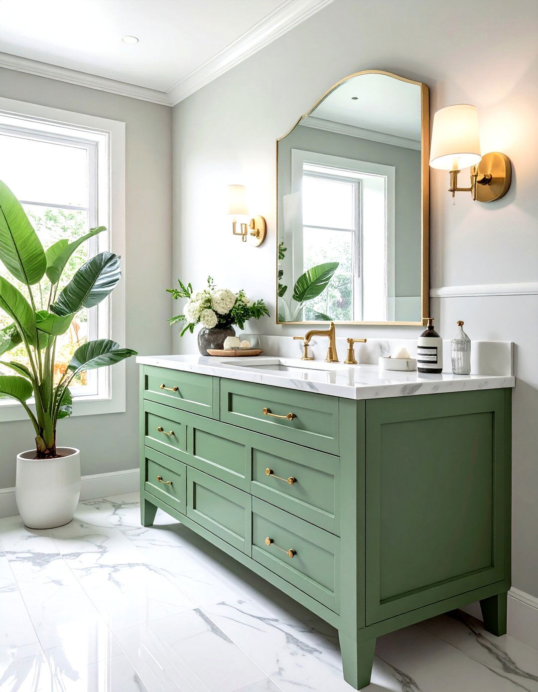 Light green bathroom vanity - 30 green and white bathroom ideas