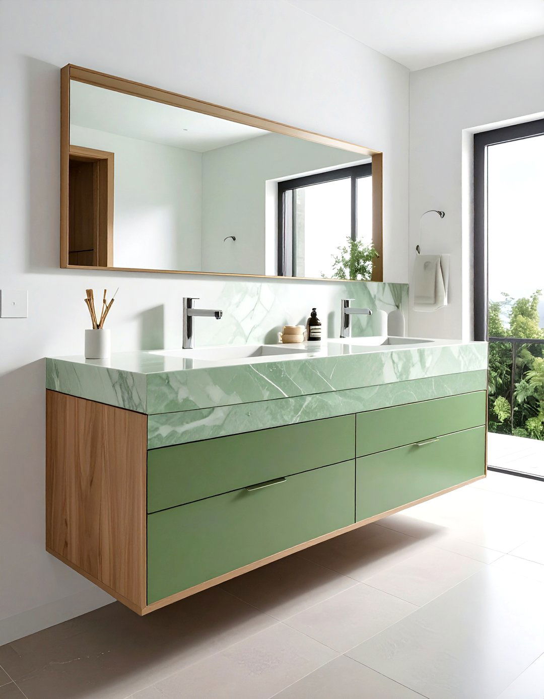 Light green marble vanity - 30 green marble bathroom ideas