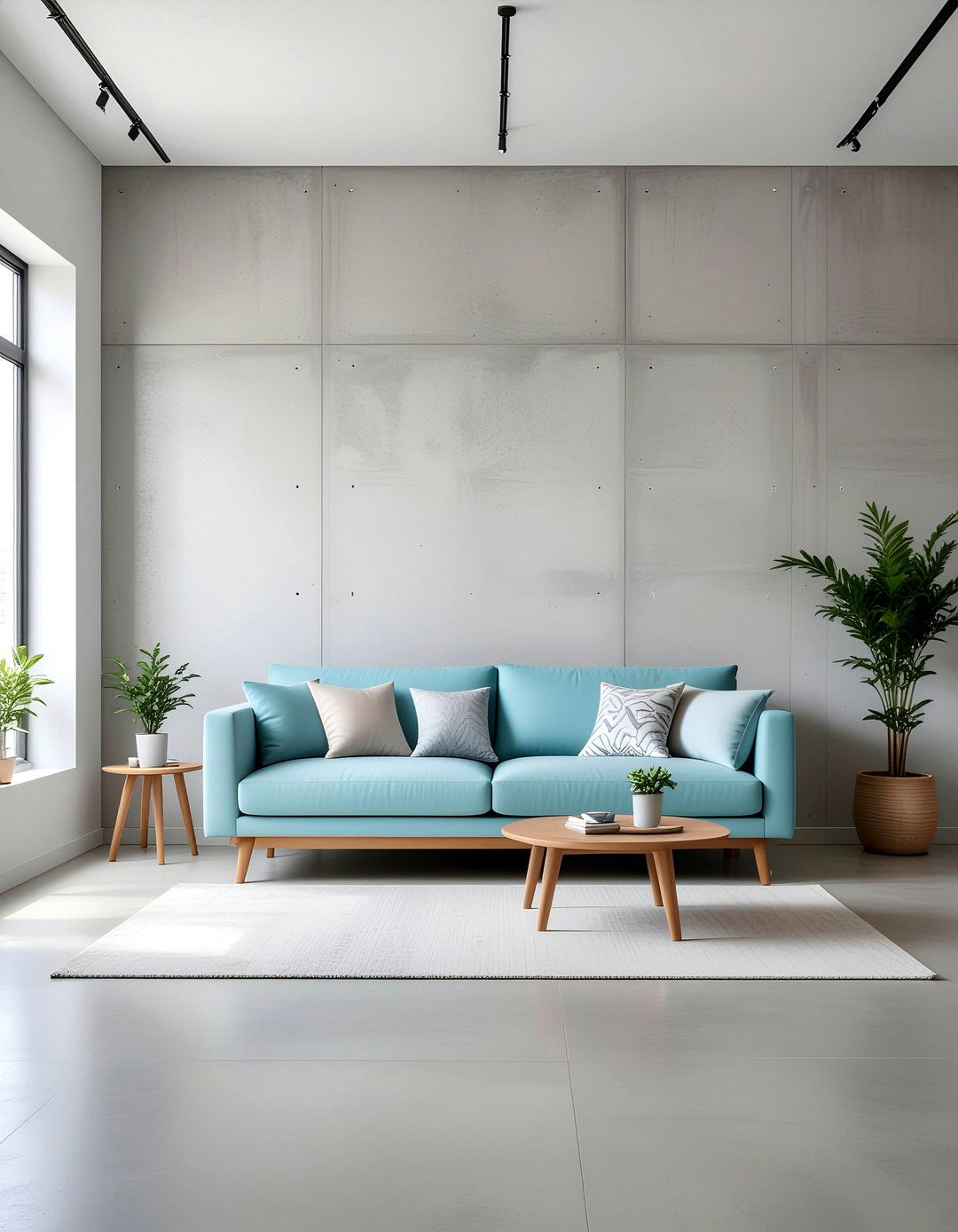 Light grey concrete wall - 30 concrete wall living room ideas