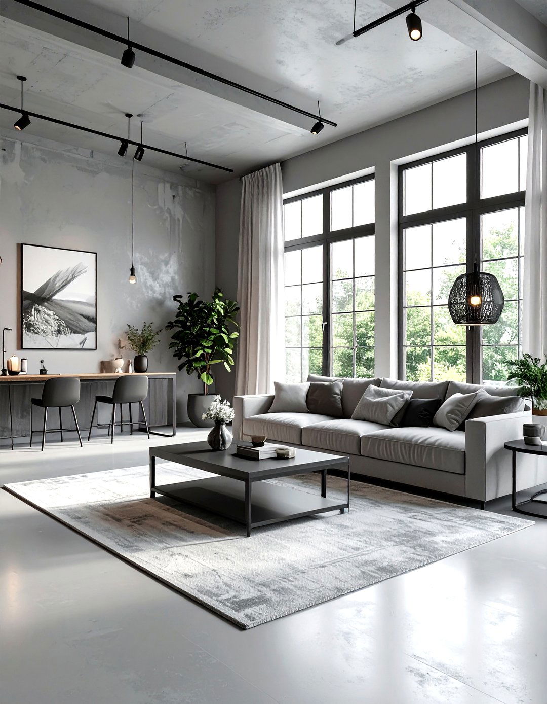 Light grey industrial living room - 30 industrial grey living room ideas