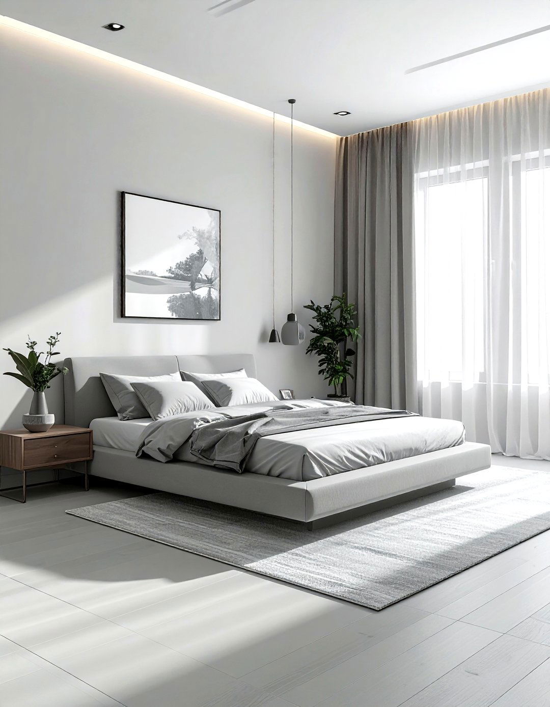 Light grey minimalist bedroom - 30 modern grey bedroom ideas