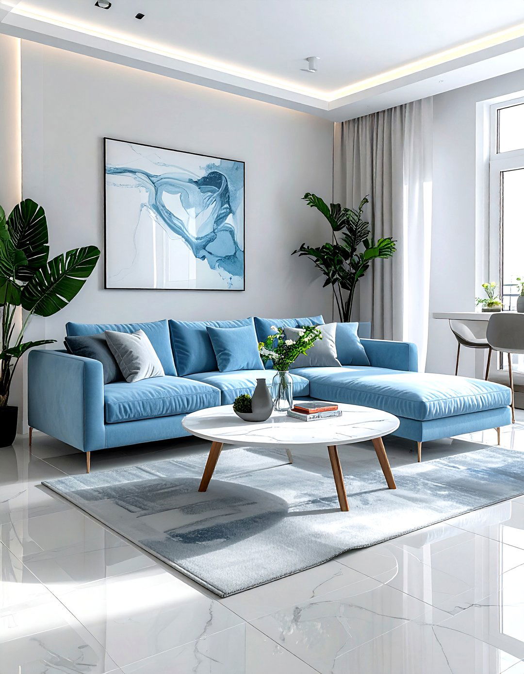 Light grey porcelain tile - 30 living room tile ideas