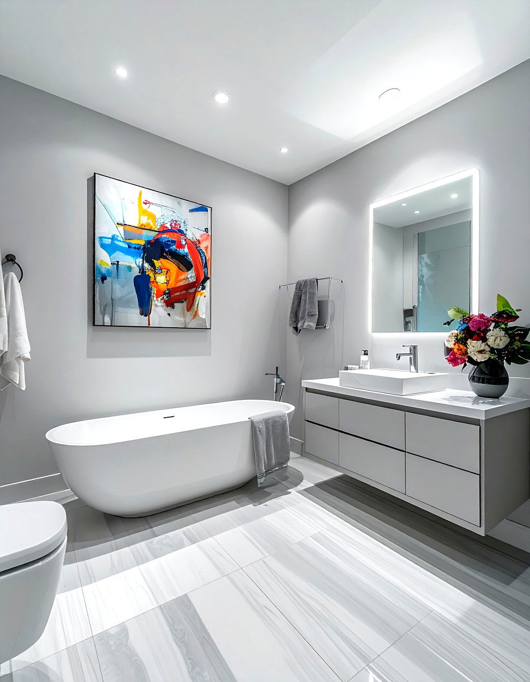 Light grey wall bathroom - 30 grey bathroom decor ideas