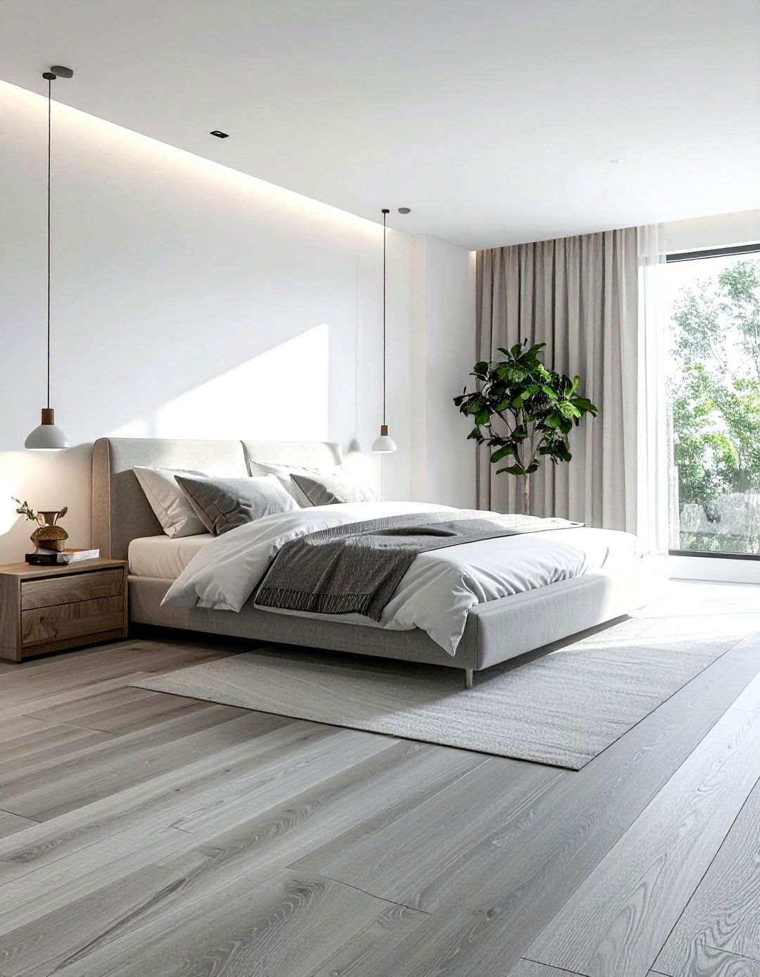 Light grey wood flooring bedroom - 30 contemporary grey bedroom ideas