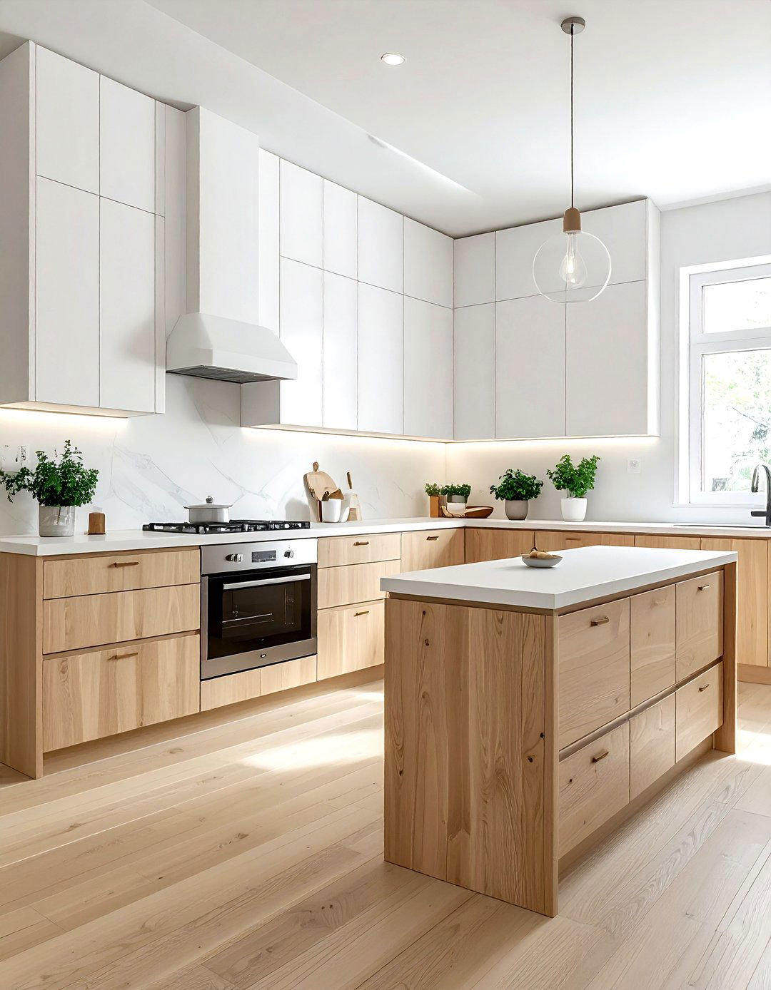 Light oak and white kitchen - 30 two-tone cabinet kitchen ideas