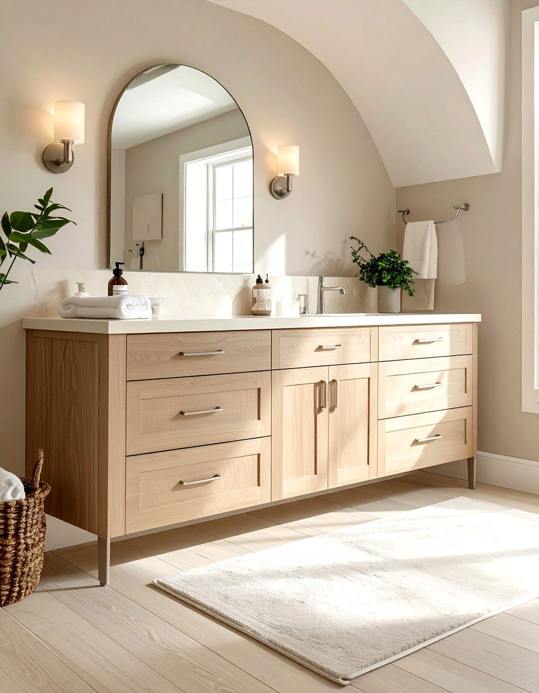Light oak bathroom cabinet - 30 beige bathroom furniture ideas