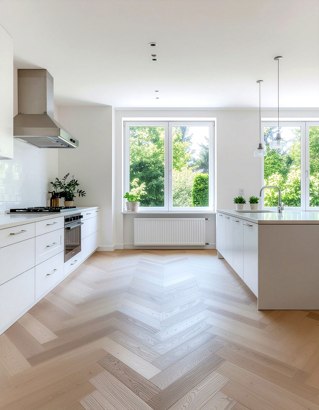 Light oak chevron floor kitchen - 30 chevron floor kitchen ideas