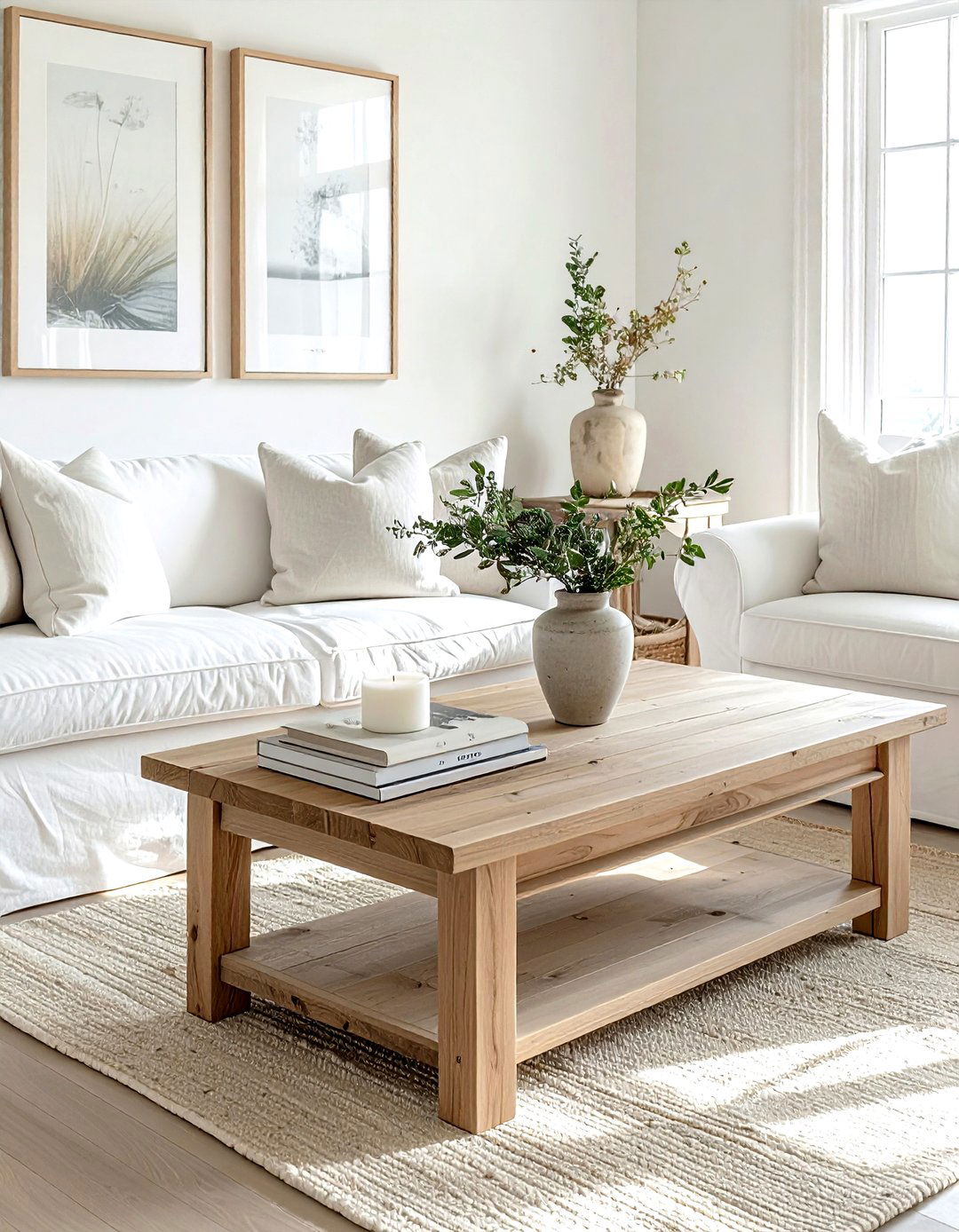 Light oak coffee table - 30 coastal grandmother decor ideas