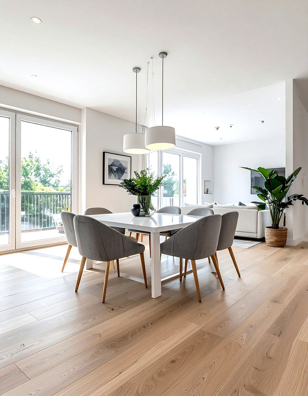 Light oak flooring - 30 golden hour dining room ideas