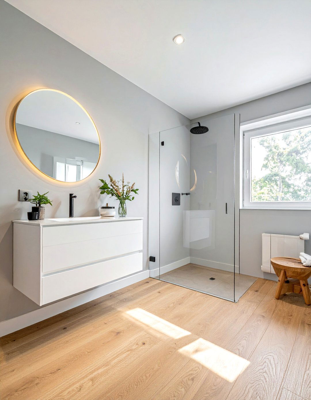 Light oak hardwood - 30 bathroom wood floor ideas