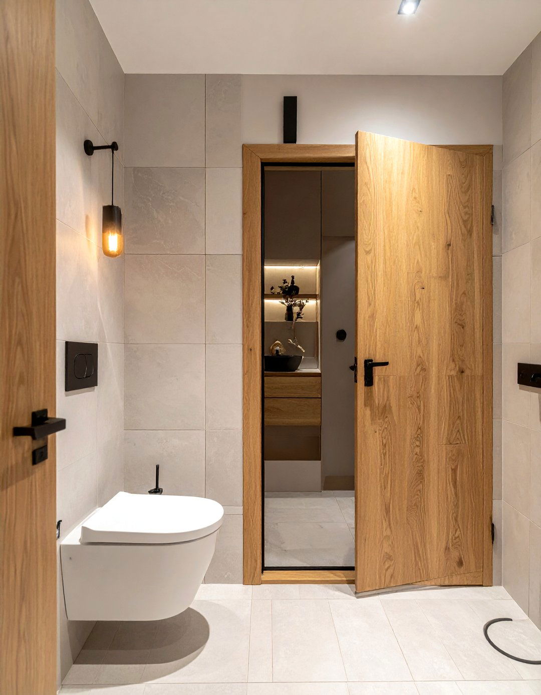 Light oak pocket door - 30 bathroom pocket door ideas