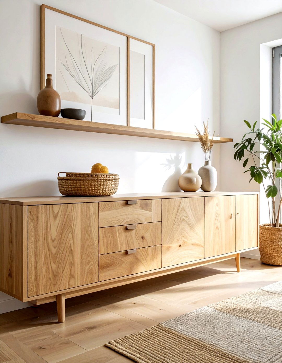 Light oak sideboard - 30 beige dining room accessories ideas