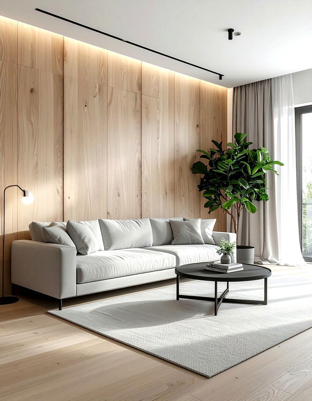 Light oak wall panels - 30 living room wood wall ideas