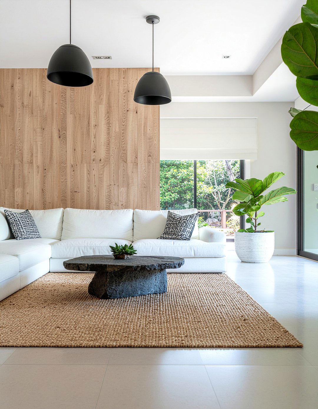 Light oak wood slat wallpaper - 30 living room neutral wallpapers