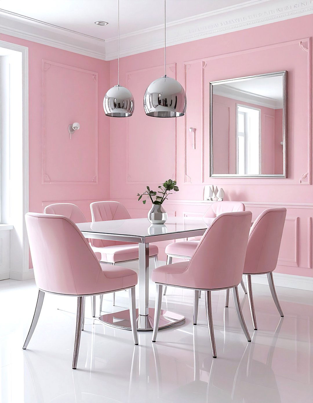Light pink and silver dining room - 30 pink dining room color schemes
