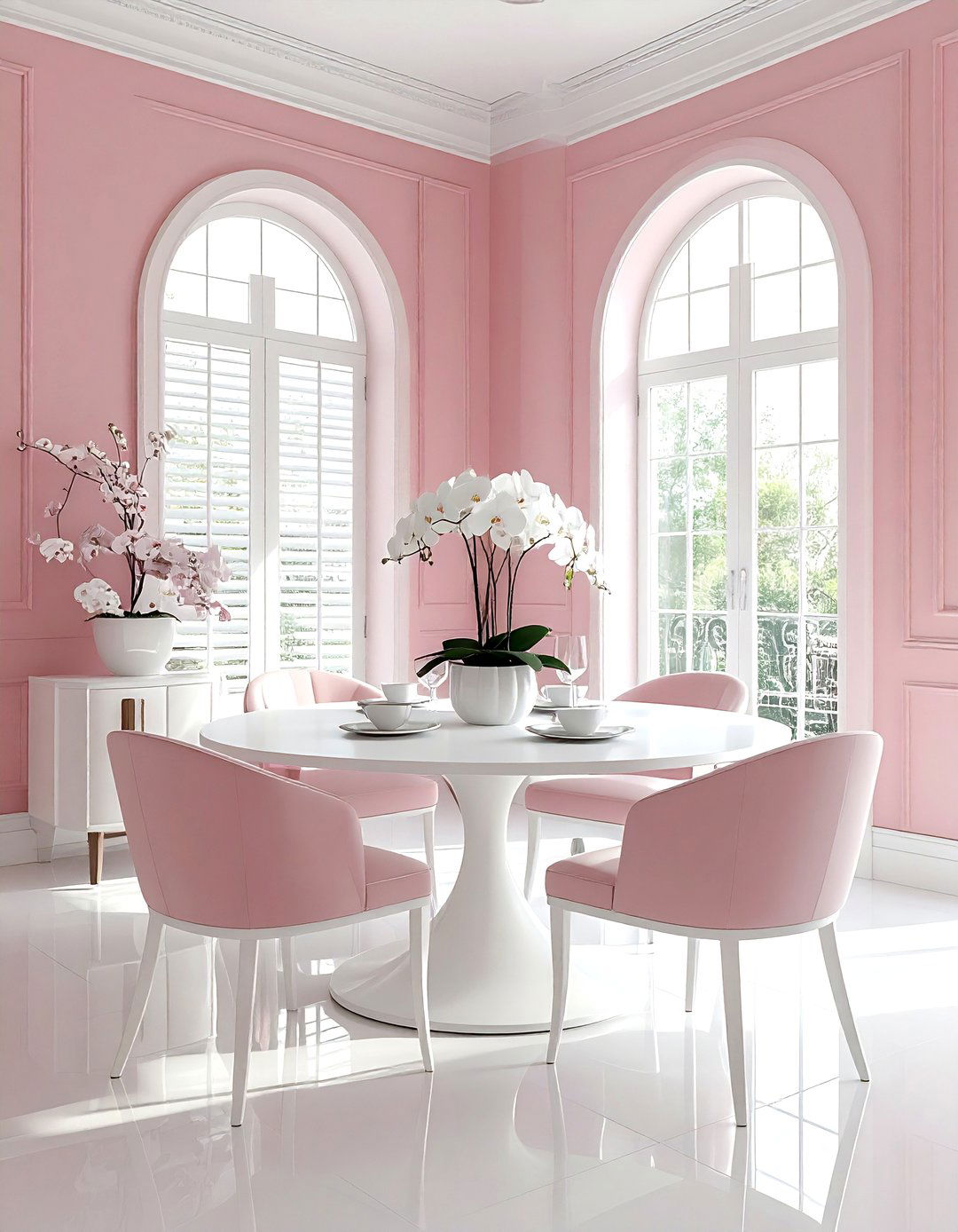 Light pink dining room - 30 pink and white dining room ideas
