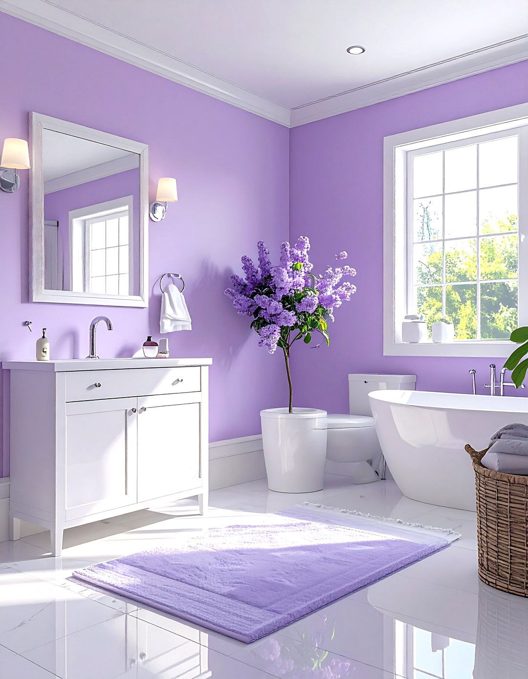 Light purple bathroom paint - 30 purple and white bathroom ideas