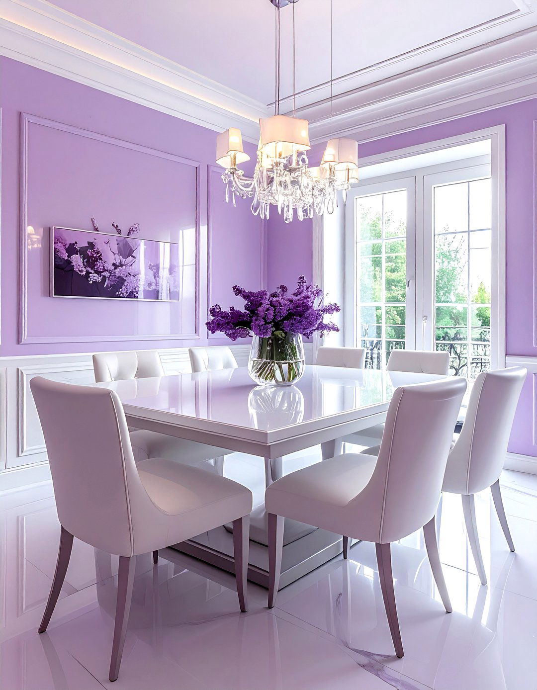 Light purple dining room - 30 lavender and white dining room ideas