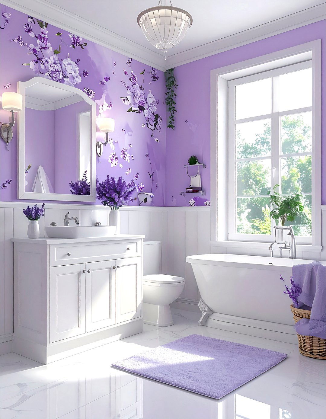 Light purple floral bathroom - 30 purple bathroom color schemes