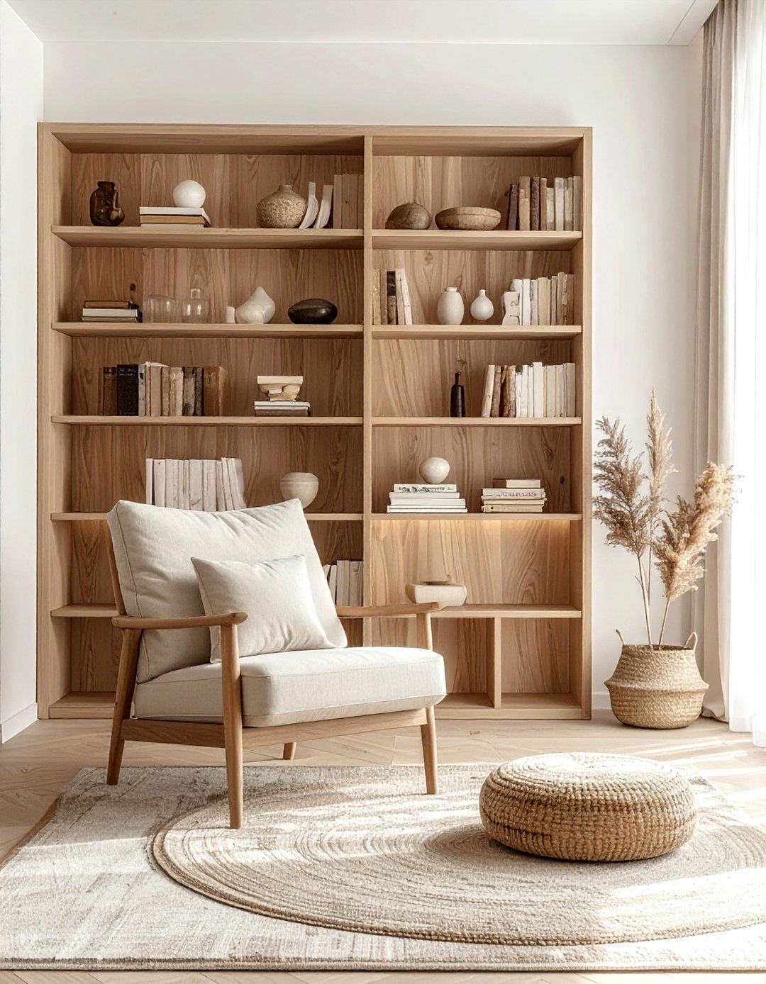 Light wood bookshelf - 30 light wood decor ideas