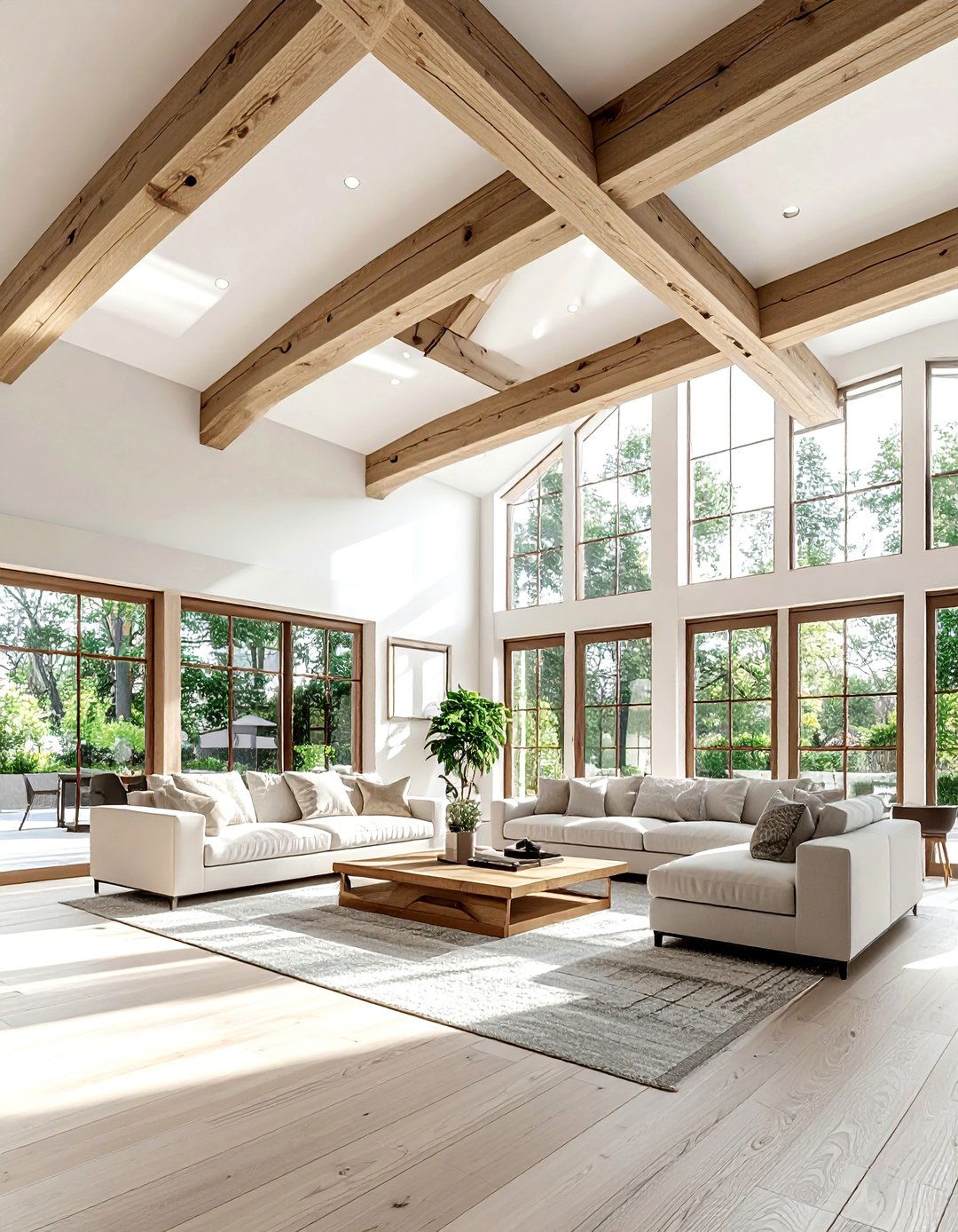 Light wood ceiling beams - 30 light wood decor ideas