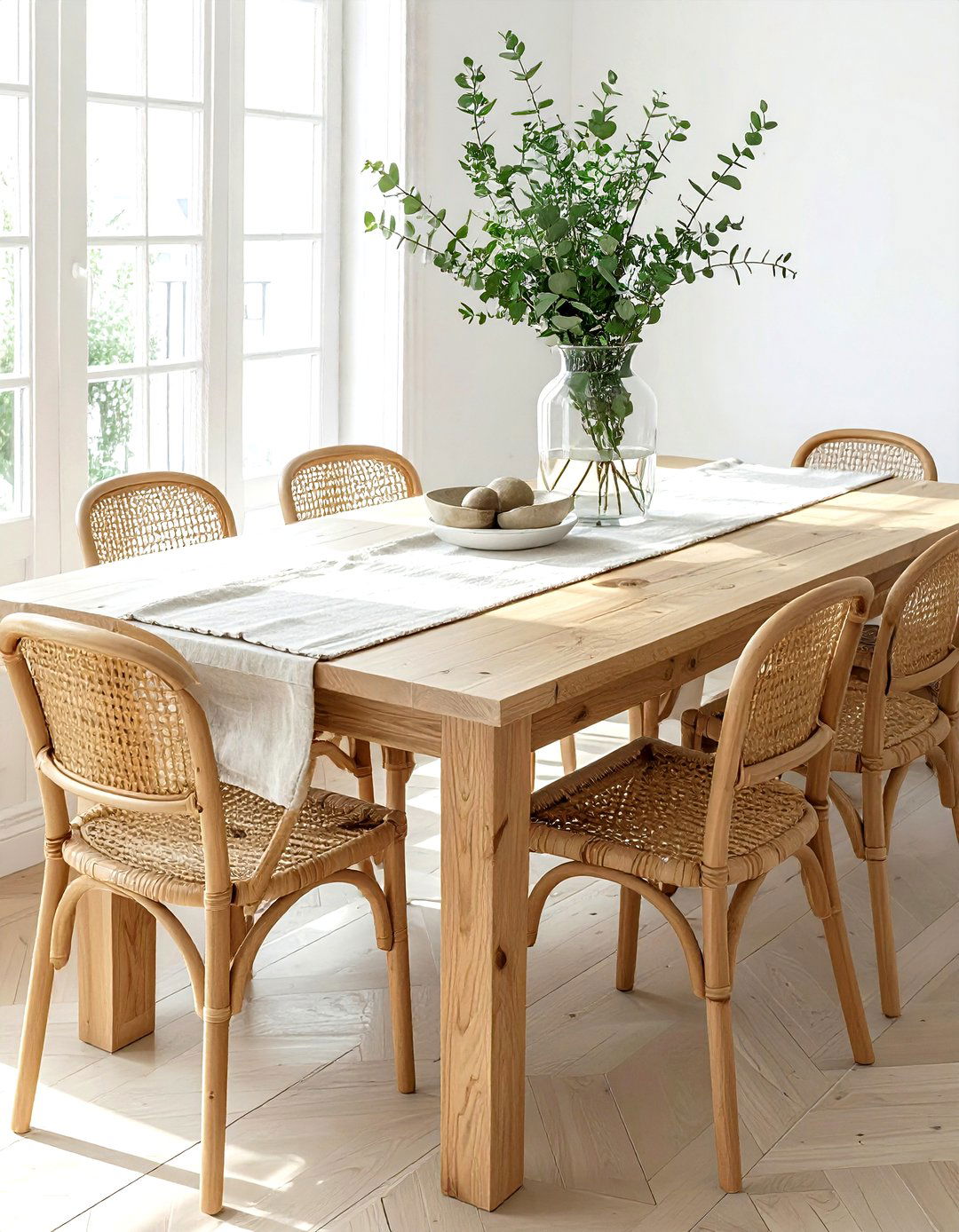 Light wood dining table - 30 coastal home decor ideas
