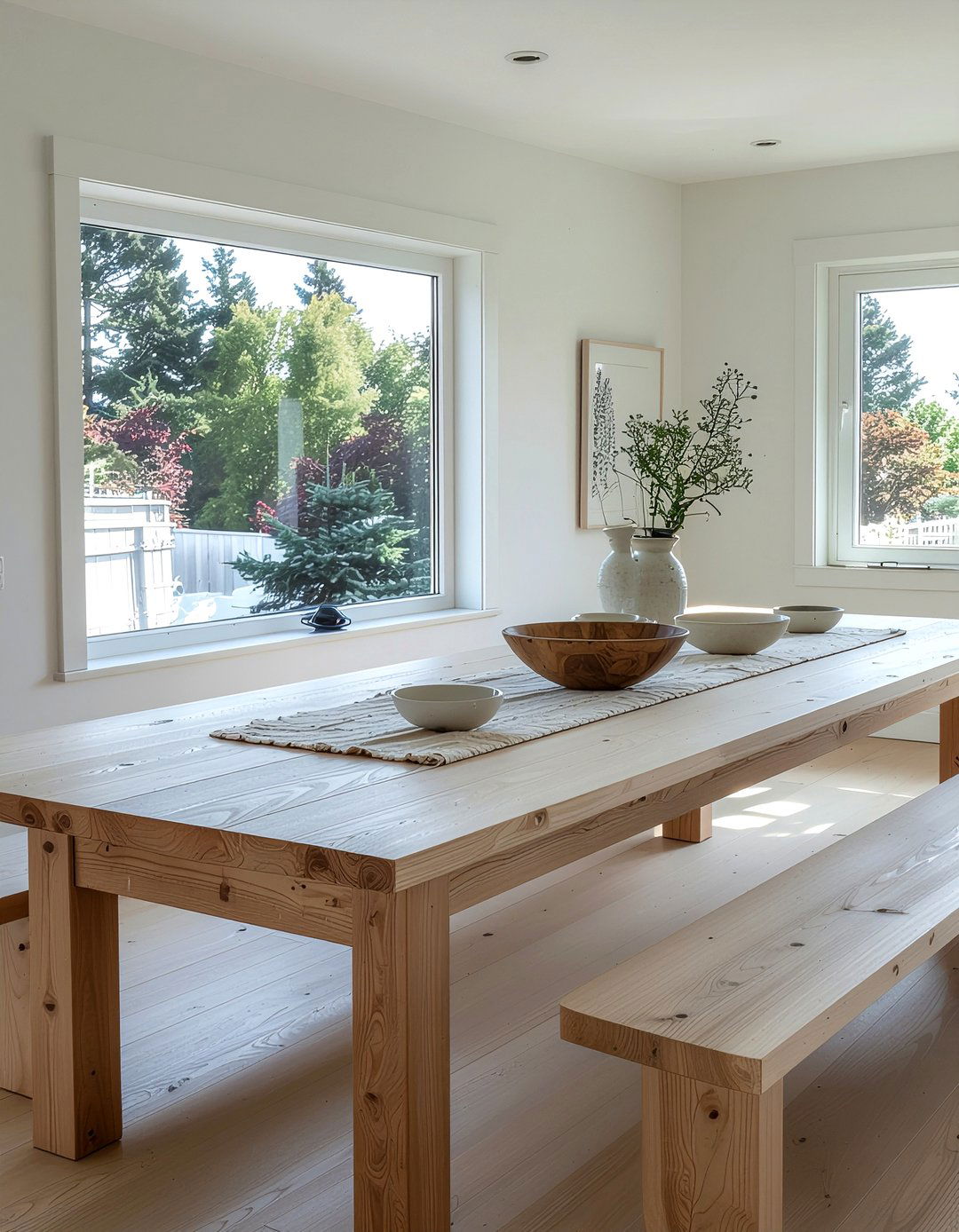 Light wood dining table - 30 bright dining room ideas