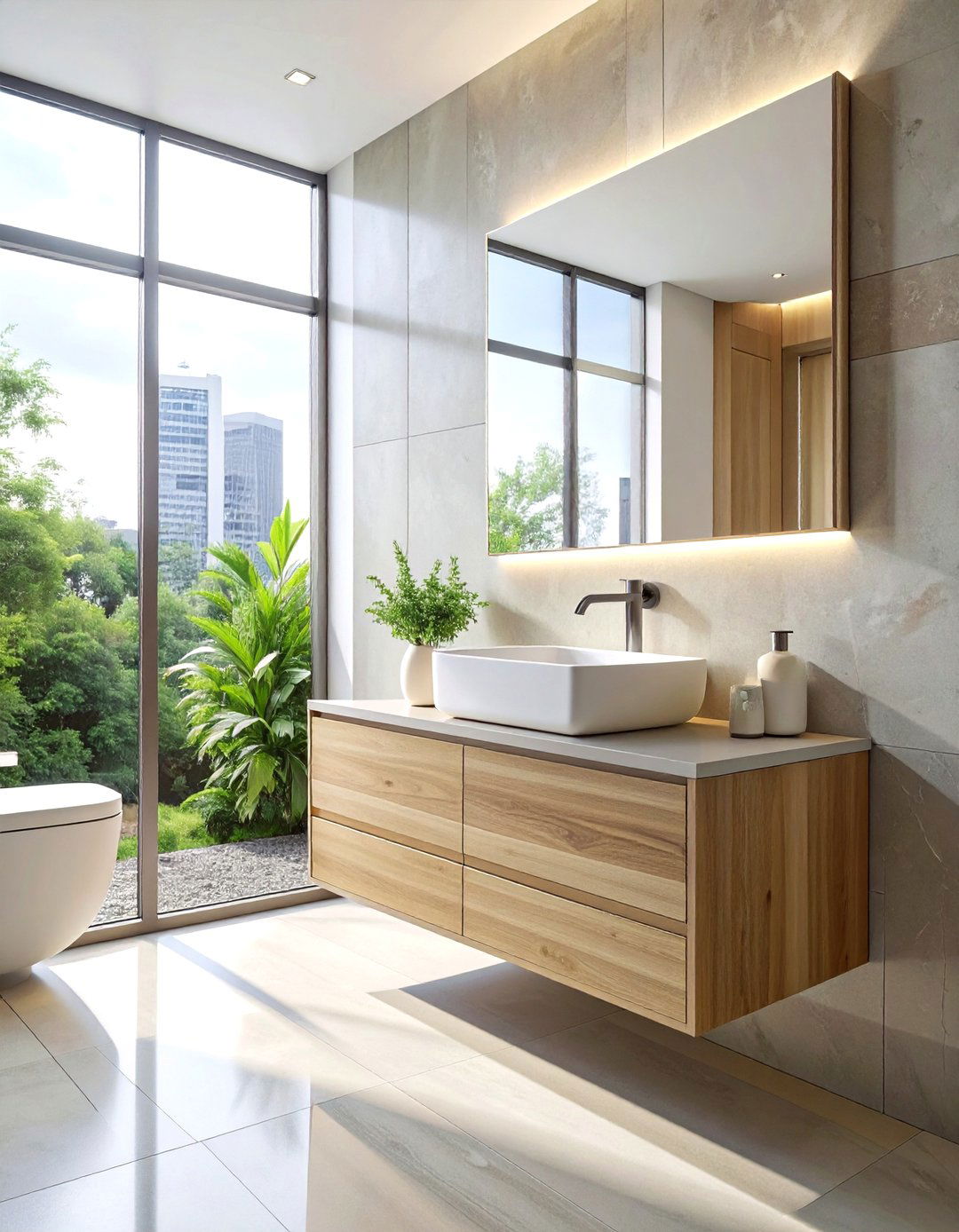 Light wood floating vanity - 30 light wood decor ideas