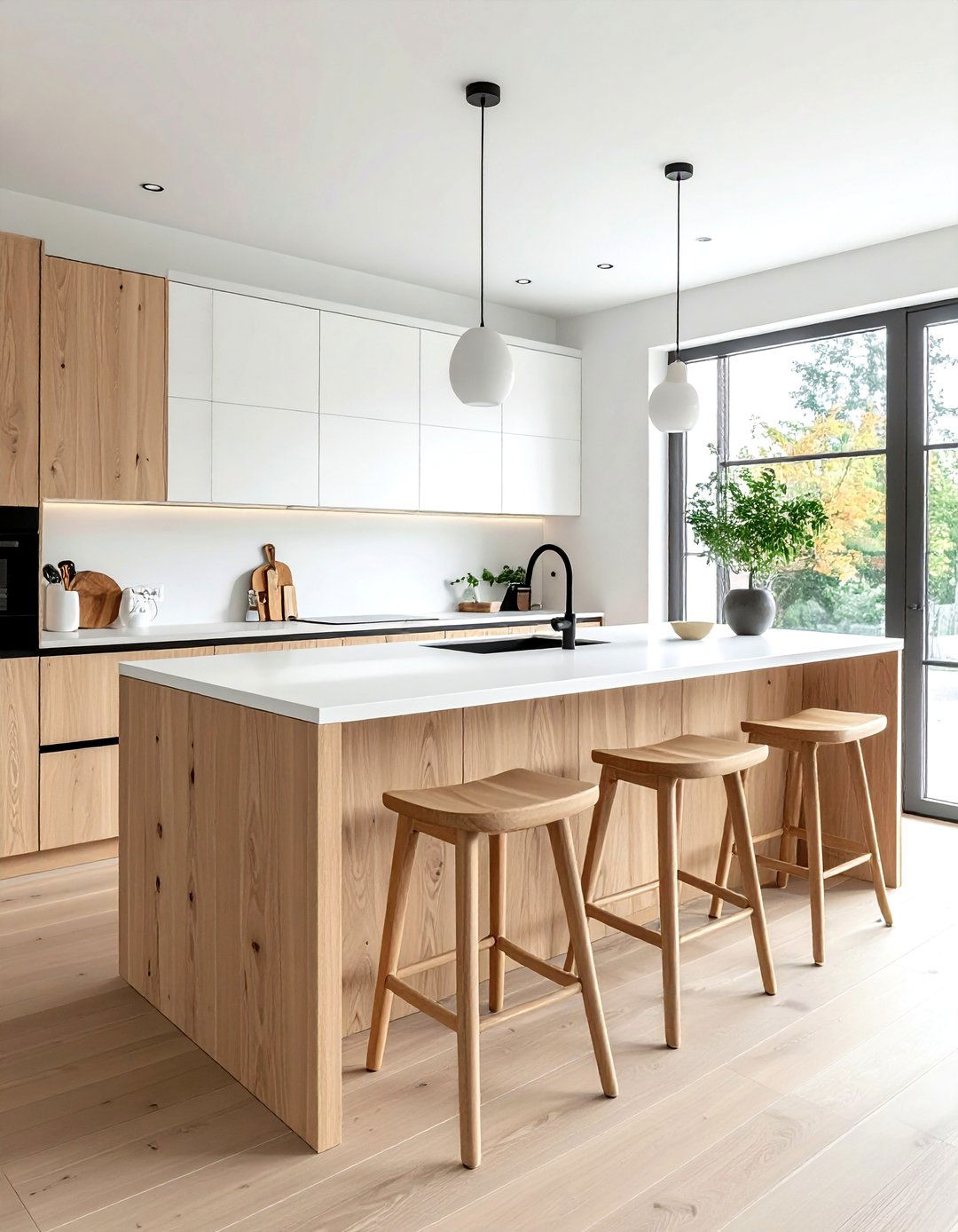 Light wood kitchen island - 30 Nordic kitchen ideas