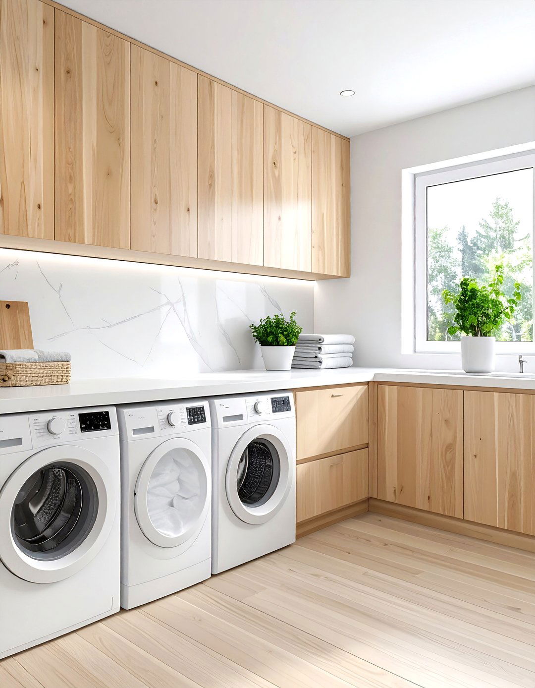 Light wood laundry room cabinets - 30 light wood decor ideas