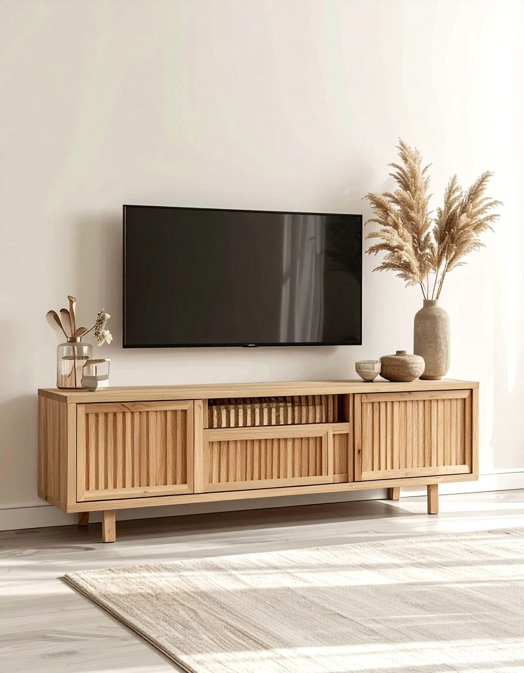 Light wood media console - 30 light wood decor ideas