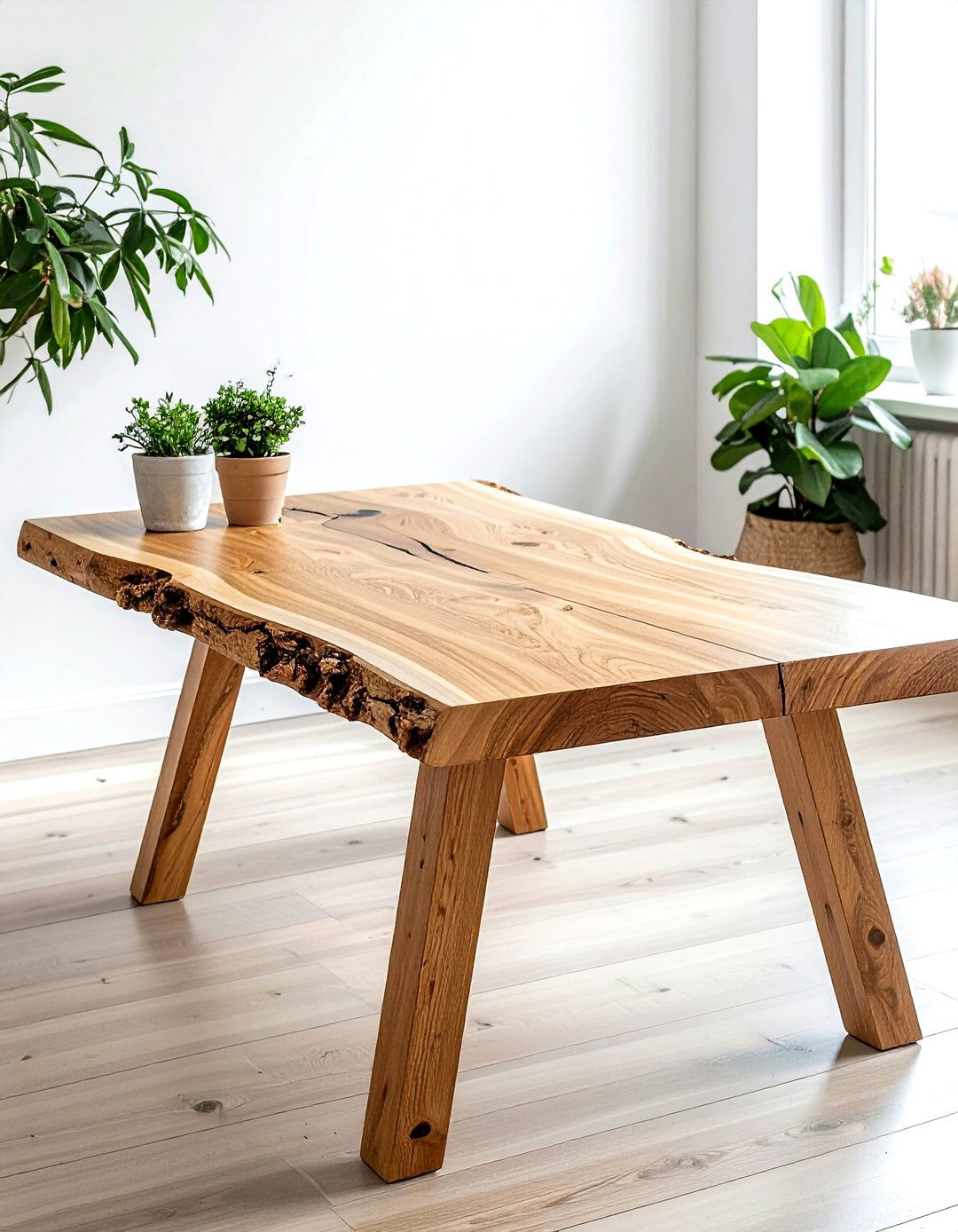 Light wood scandinavian table - 30 live edge dining table ideas