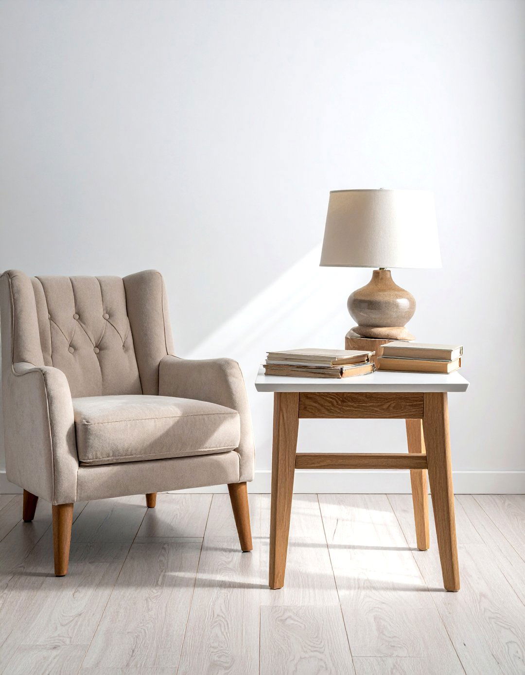 Light wood side table living room - 30 beige living room furniture ideas