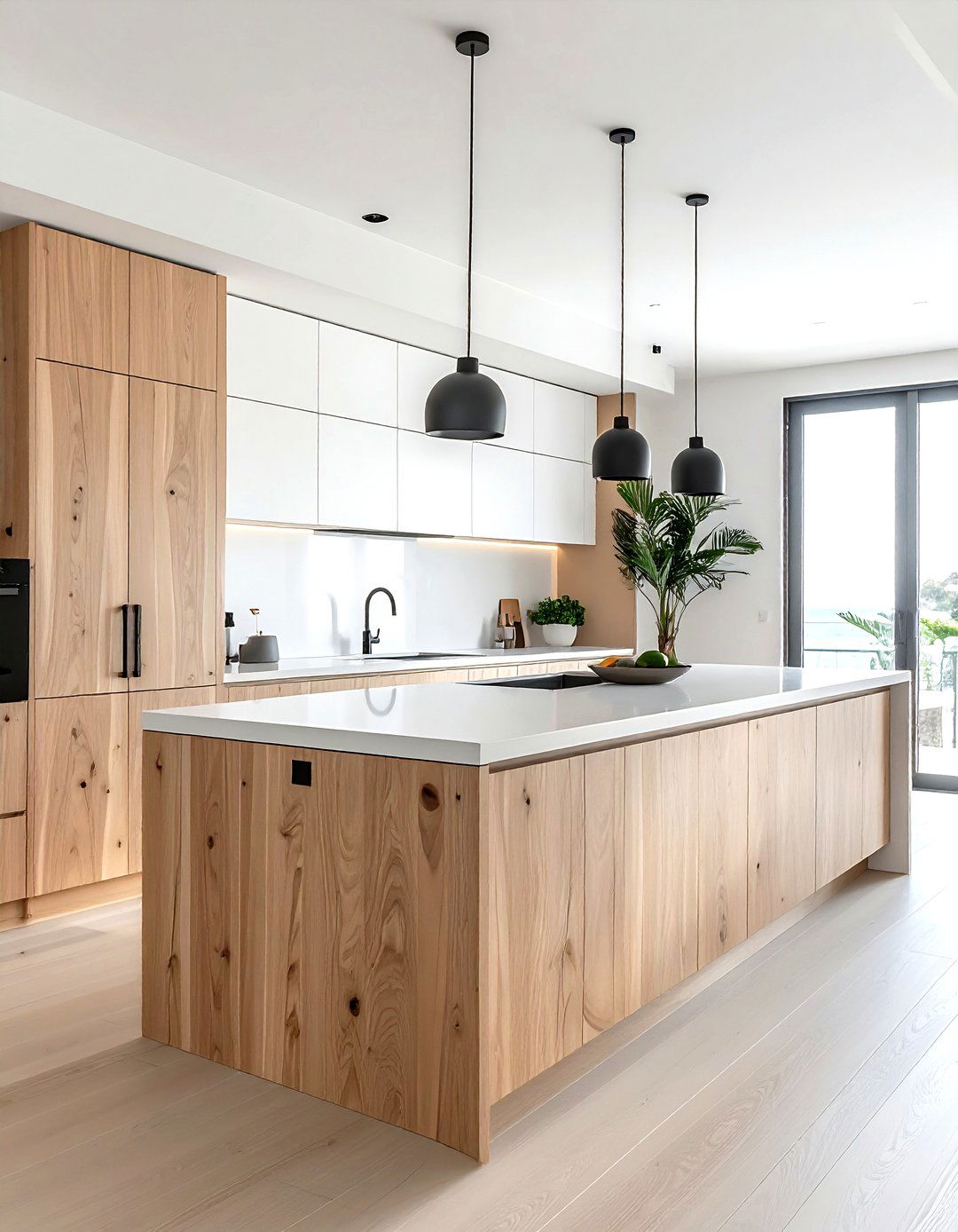 Light wood slab cabinets - 30 flat panel kitchen cabinet ideas