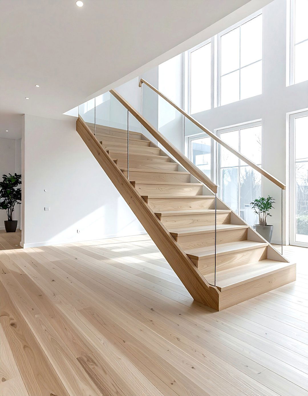 Light wood staircase railing - 30 light wood decor ideas