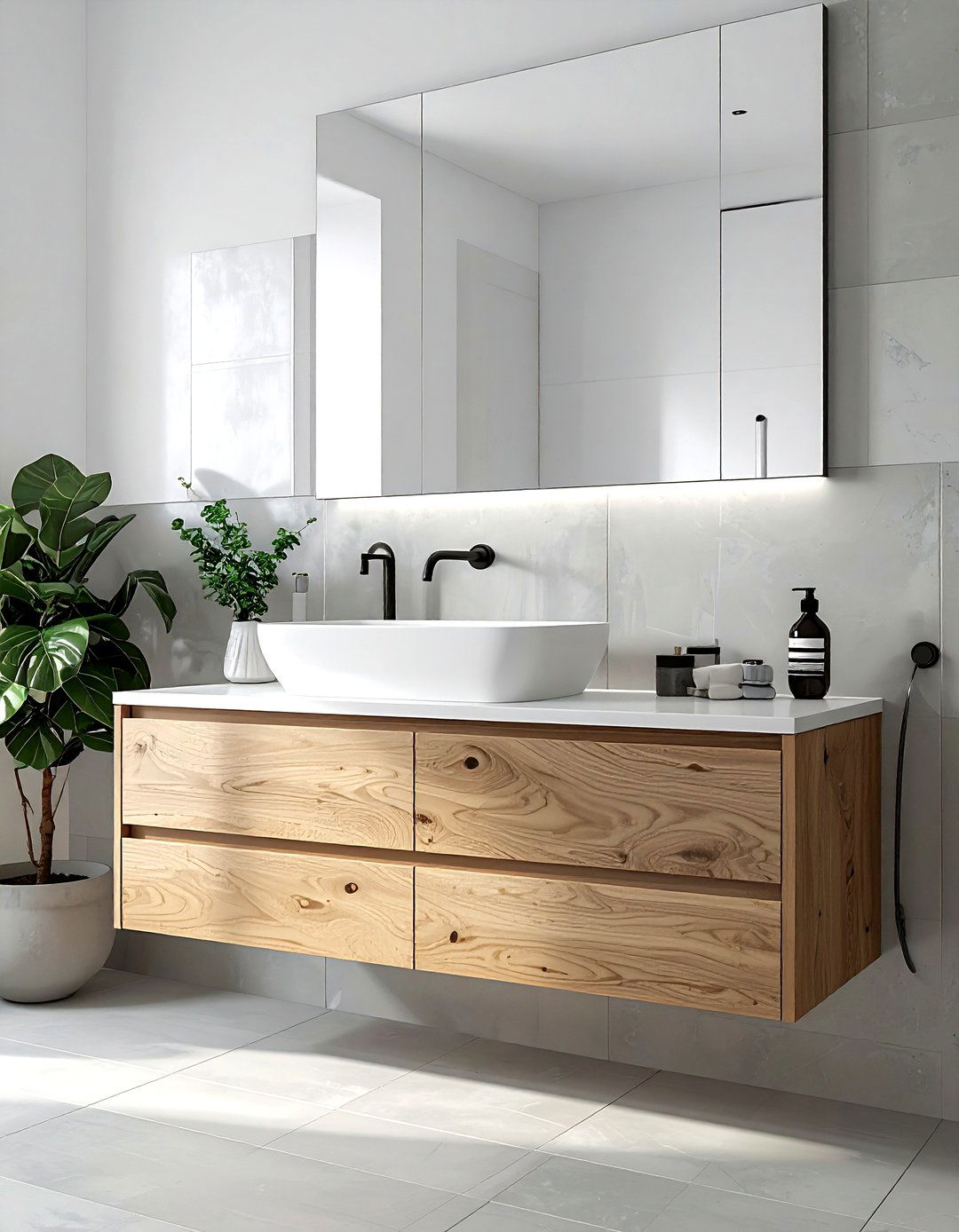 Light wood vanity - 30 Nordic bathroom ideas