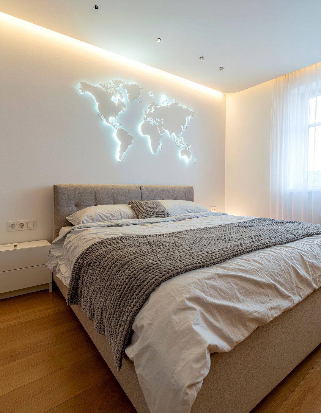 Lighted World Map Wall Decor - 30 world map bedroom ideas