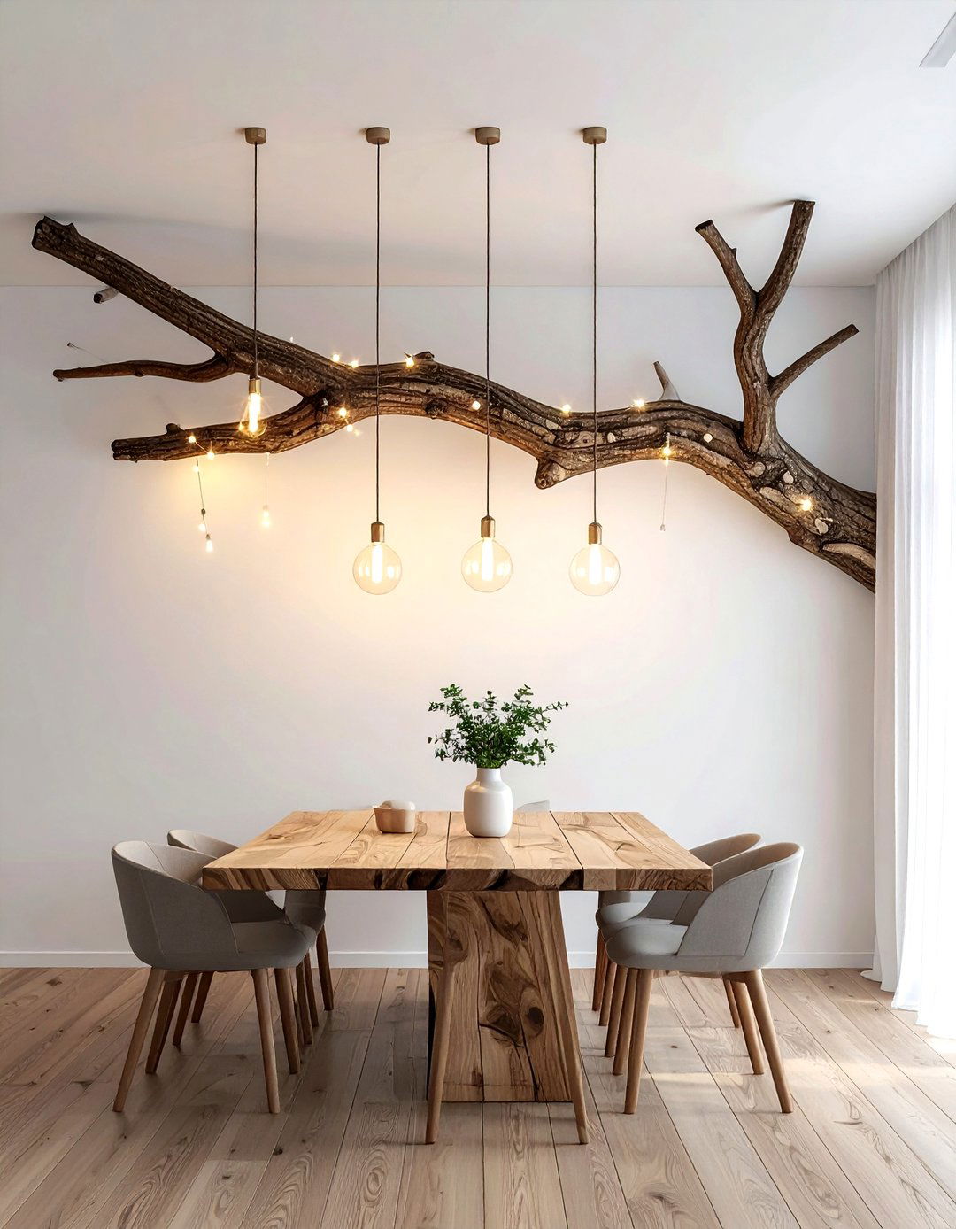 Lighting with tree branches - 30 garden-inspired decor ideas