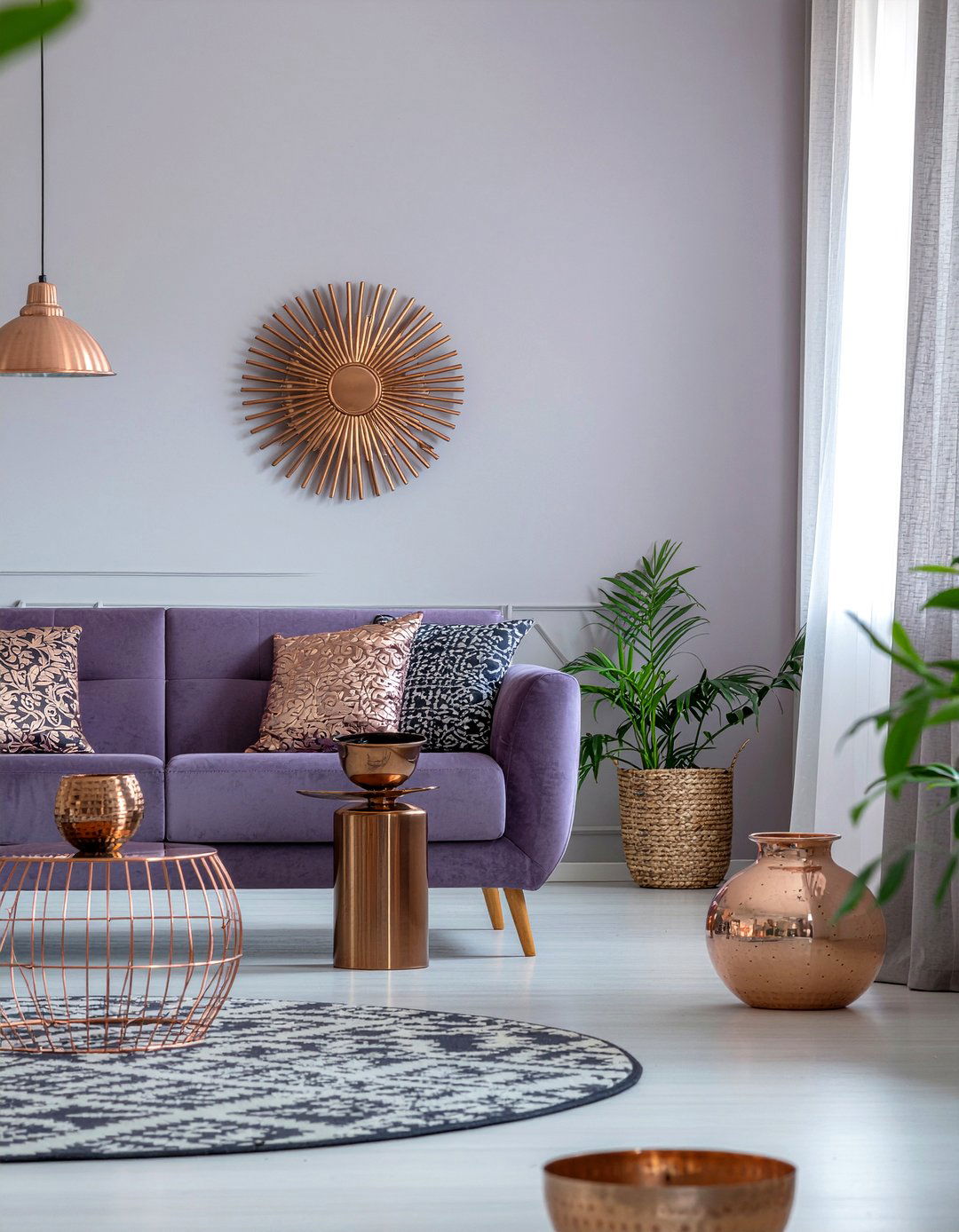 Lilac and copper living room - 30 lilac living room ideas