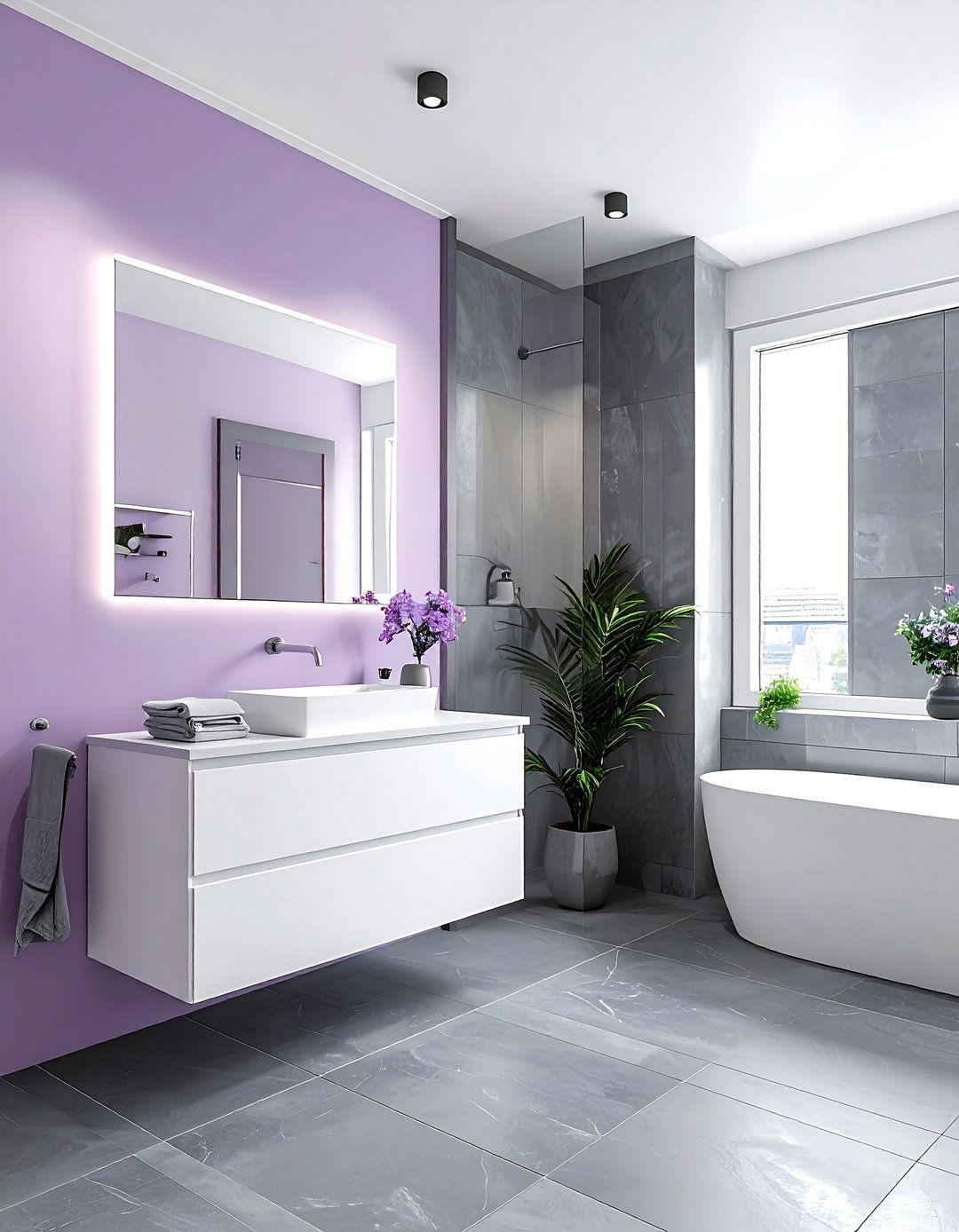 Lilac and grey bathroom - 30 purple bathroom color schemes