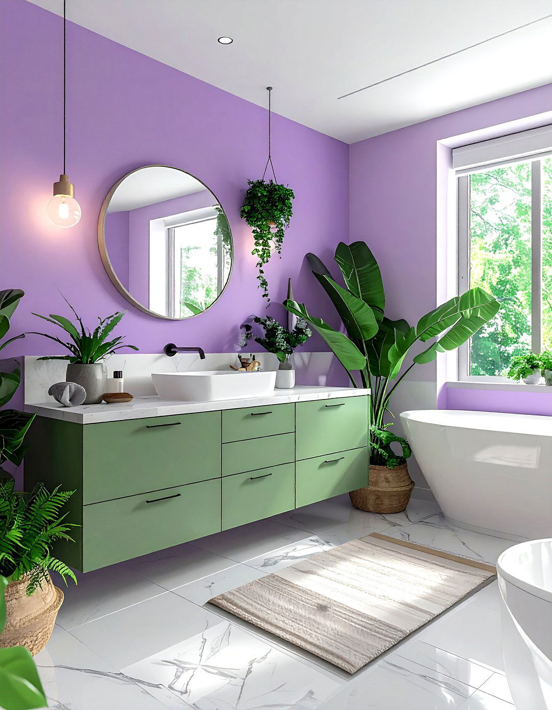 Lilac and sage green bathroom - 30 purple bathroom color schemes