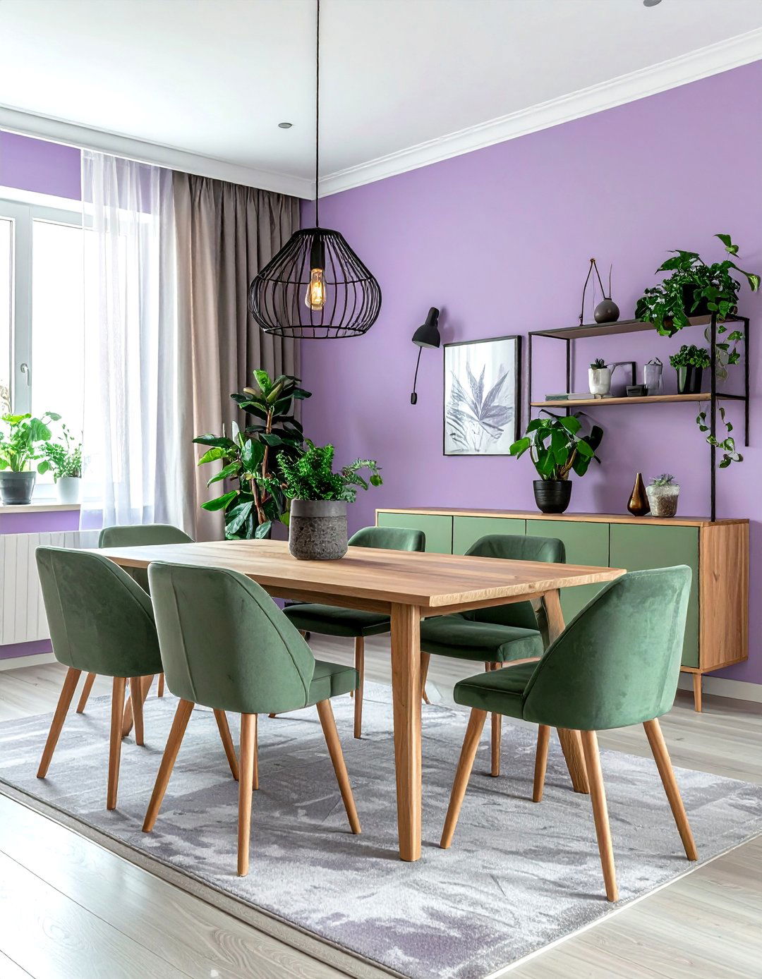 Lilac and sage green dining room - 30 purple dining room color schemes