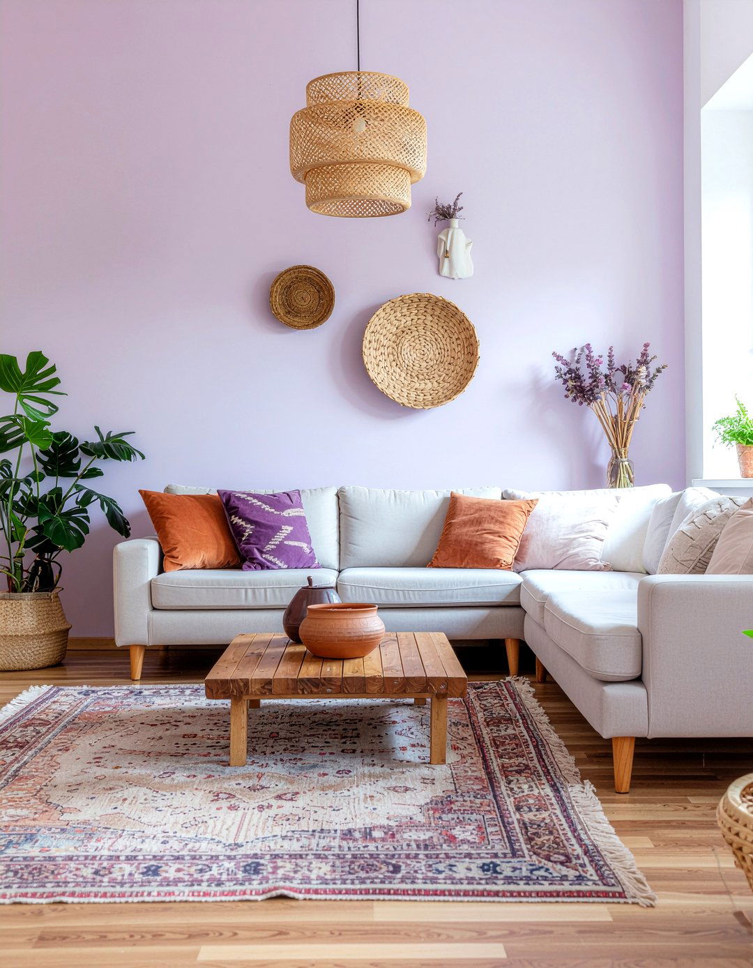 Lilac and terracotta living room - 30 lilac living room ideas