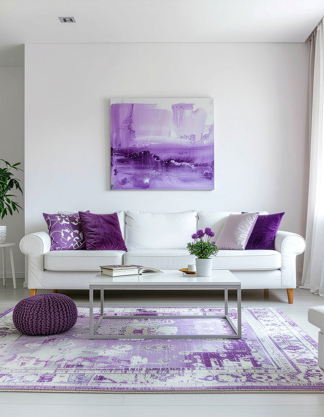Lilac and white living room - 30 lilac living room ideas