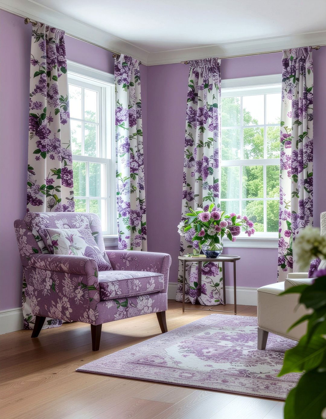 Lilac floral living room - 30 lilac living room ideas