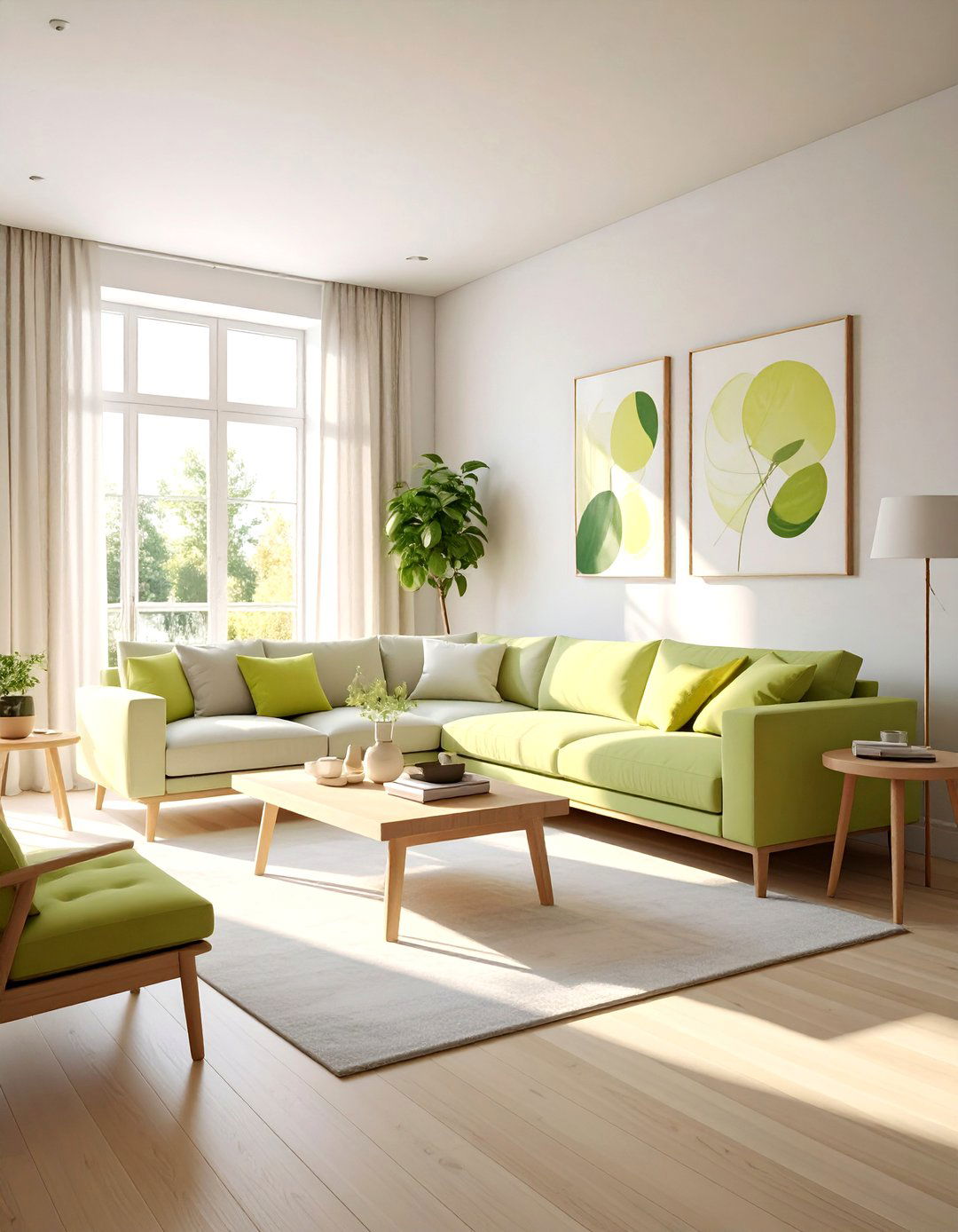 Lime cream living room - 30 green paint color ideas