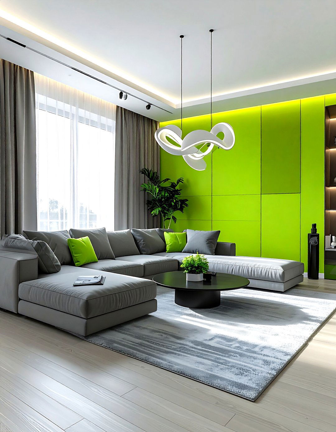 Lime green contemporary living room - 30 green living room decor ideas