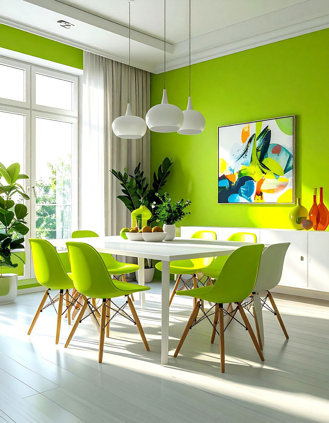 Lime green dining room - 30 green dining room decor ideas