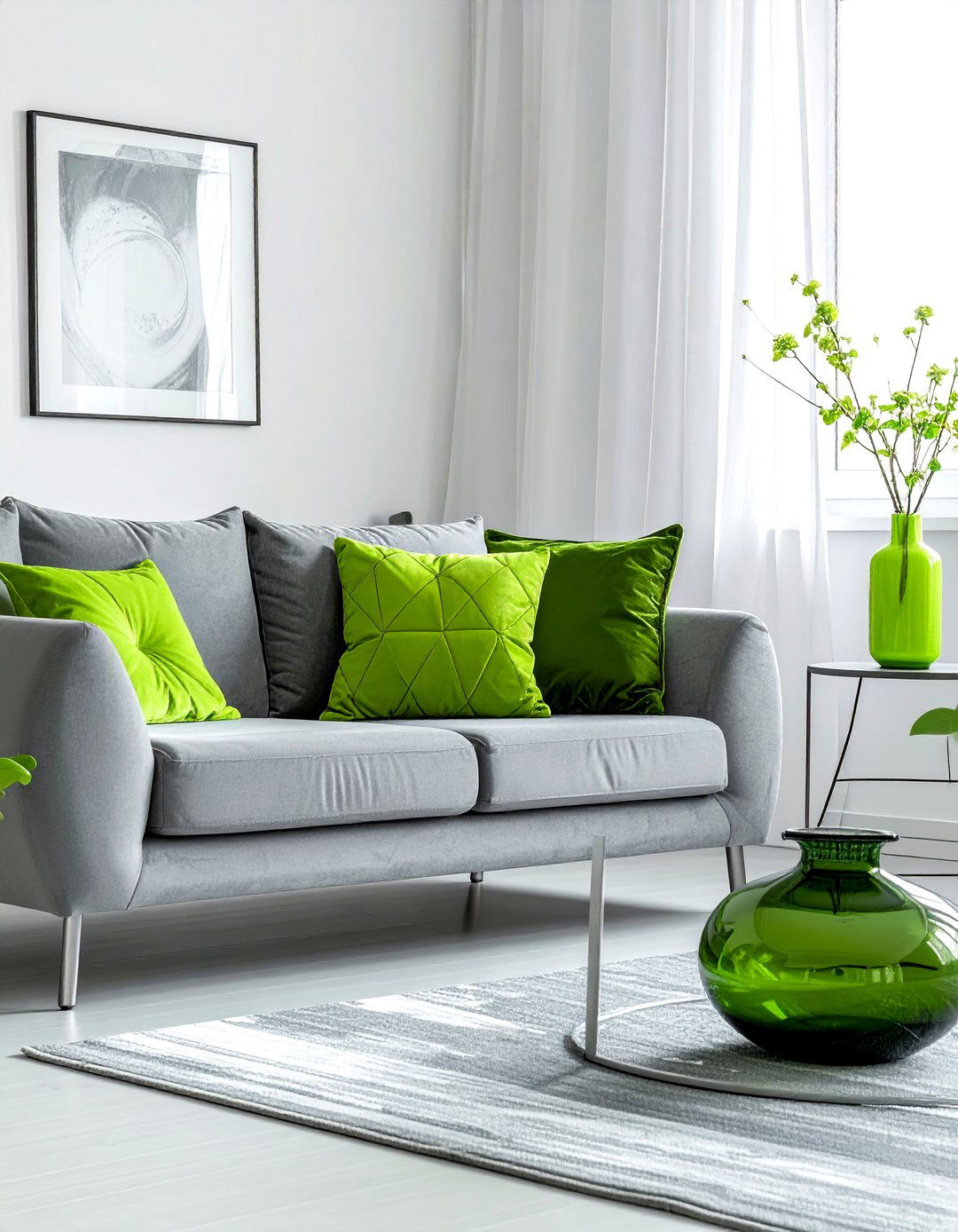 Lime green living room accents - 30 cool green living room ideas